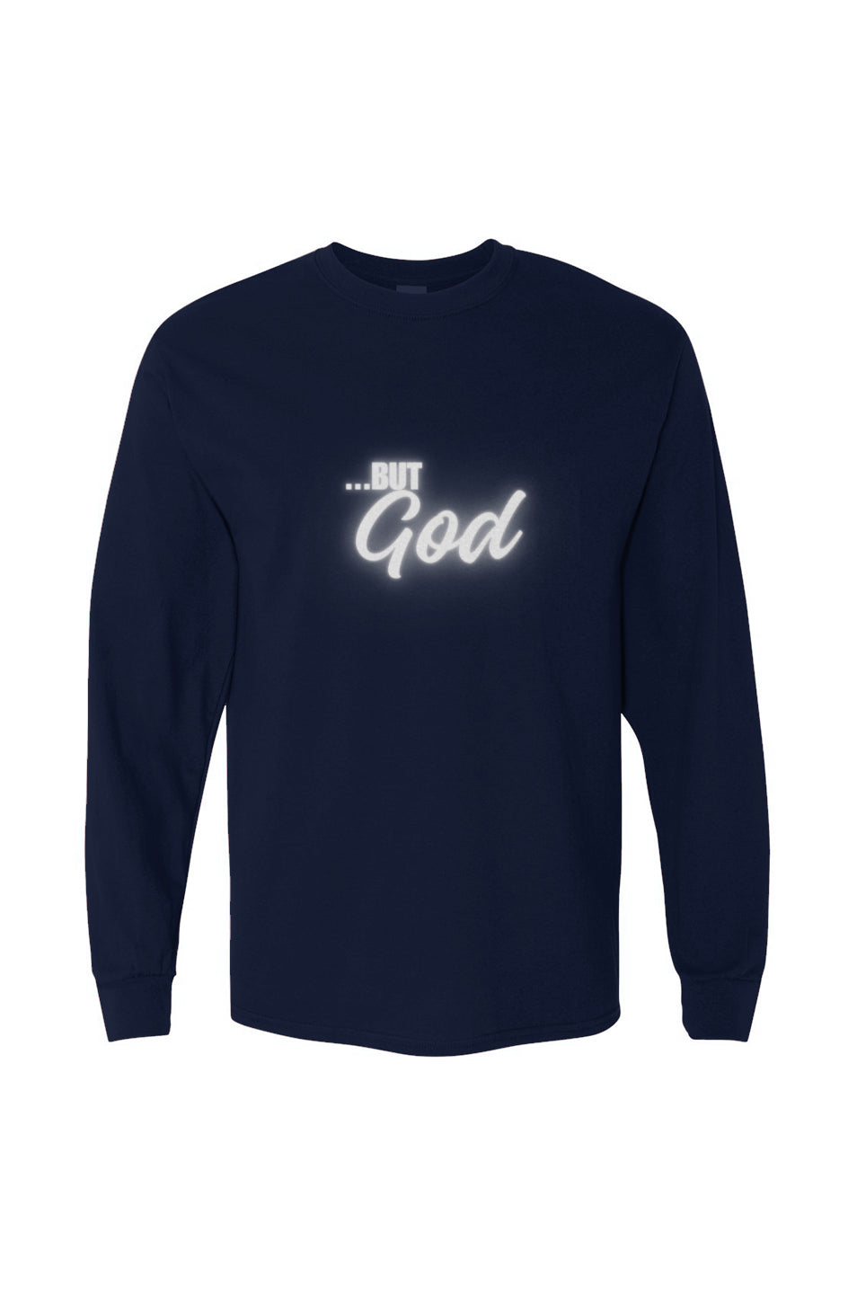 But God Heavy Cotton Long Sleeve T-Shirt - Navy