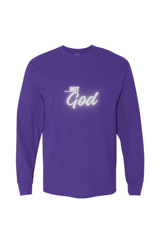 But God Heavy Cotton Long Sleeve T-Shirt - Purple