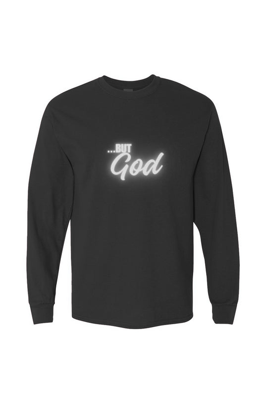 But God Heavy Cotton Long Sleeve T-Shirt - Black